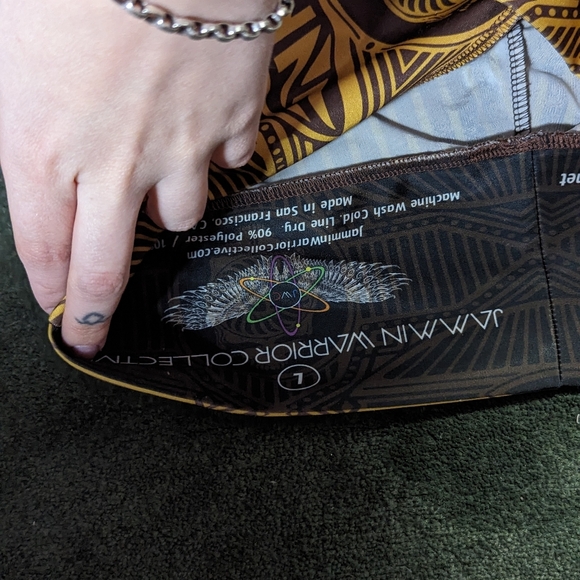 Warrior Within Designs Gold Grateful Dead Pants Bells Flared Festival Rave Large - Picture 3 of 7